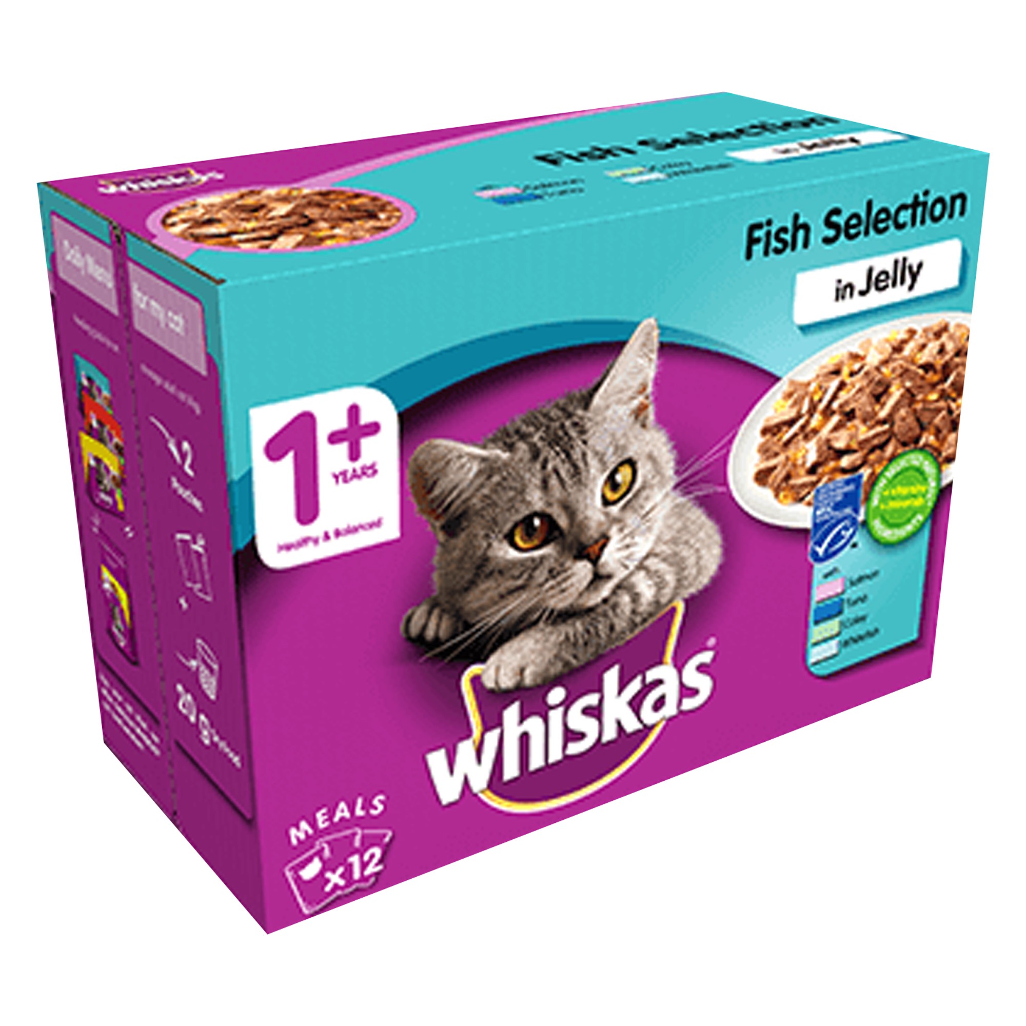 Whiskas 1+ Cat Pouches (Fish Selection In Jelly) 40 x 100g Old Dairy