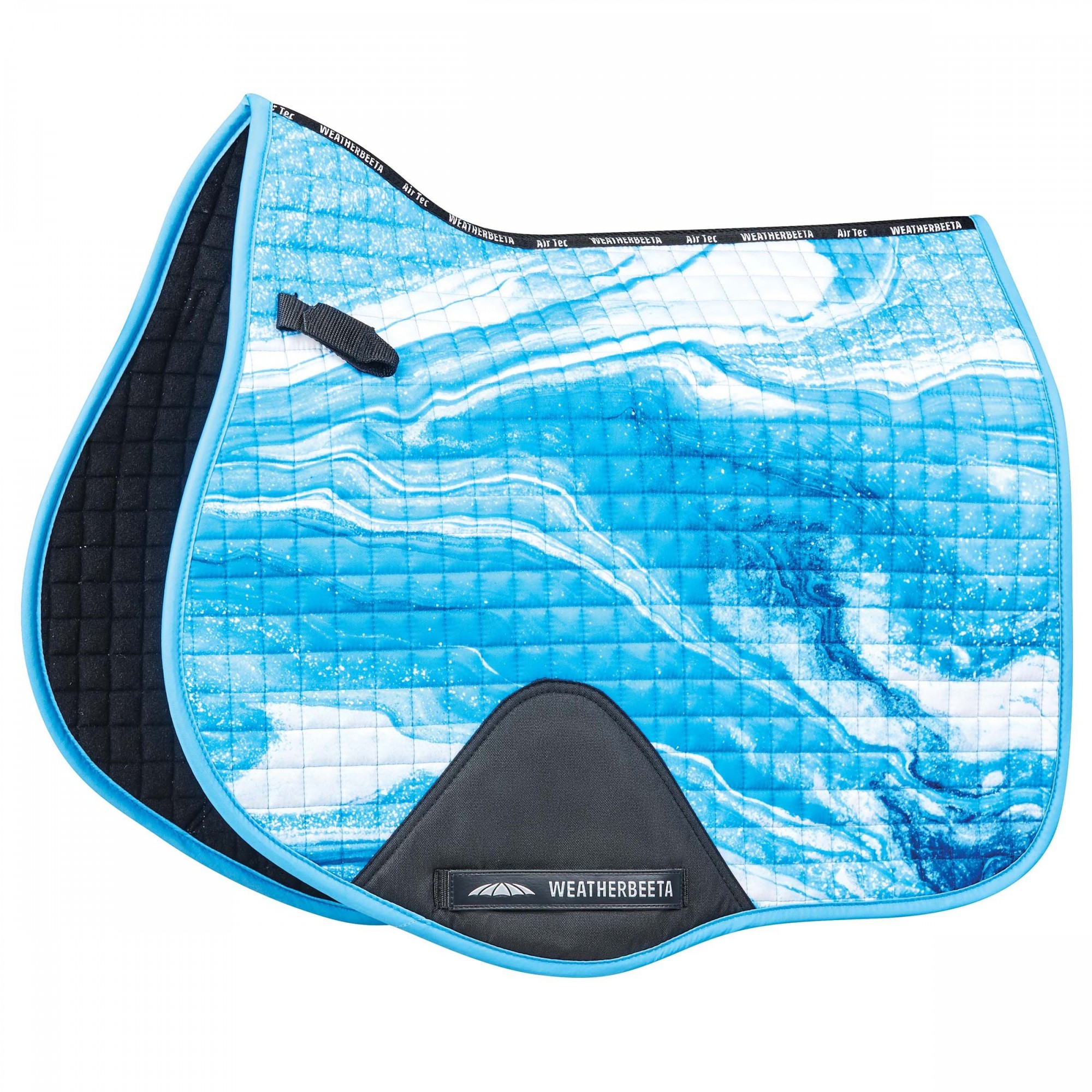 WeatherBeeta Prime Marble Jump Saddle Pad - Blue Swirl Print Full Size Horse Riding Pad