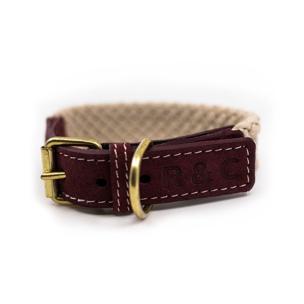 Burgundy Ralph & Co Flat Rope Dog Collar Old Dairy Saddlery