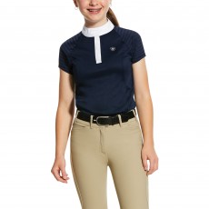 Ariat Girl's Aptos Vent Short Sleeve Show Shirt (Show Navy)