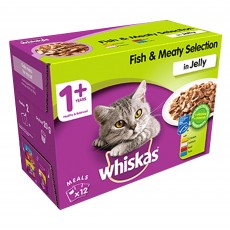 Whiskas 1+ Cat Pouches (Fish & Meaty Selection In Jelly) 12 x 100g