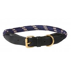 Weatherbeeta Rope Leather Dog Collar (Navy/Brown)