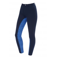 Saxon Warm Up Cotton Euro Seat Jodhpurs II (Navy/Blue Horseshoe Print)