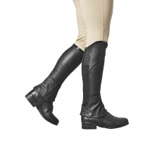 Dublin Adult's Stretch Fit Half Chaps (Black/Patent Piping)
