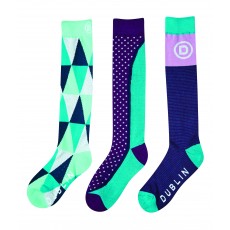 Dublin Adults 3 Pack Socks (Rose Violet Diamond)