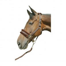 Hy Faux Fur Padded Head Collar with Lead Rope (Brown)
