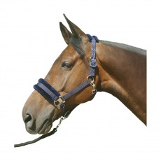 Hy Faux Fur Padded Head Collar with Lead Rope (Navy)