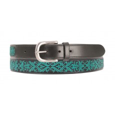 Hy Meydan Leather Belt (Black/Turquoise)