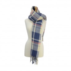 HyFASHION Ladies Supersoft Tartan Scarf (Soft Blue/Cream/Peach)