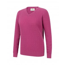 Hoggs of Fife Ladies Lauder Cable Pullover (Cerise)