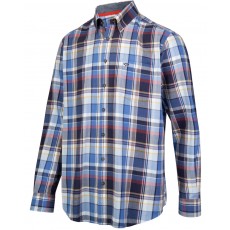 Hoggs of Fife Men's Luthrie Long Sleeve Plaid Shirt (Blue/White Check)