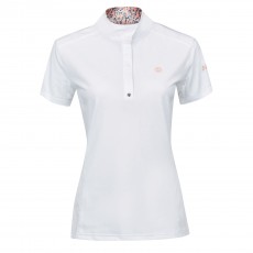 Dublin Ladies Andrea Short Sleeve Competition Printed Inner Collar Shirt (White/Salmon)