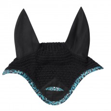 Weatherbeeta Prime Luxe Leopard Ear Bonnet (Turquoise Leopard Print)