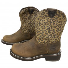 Ariat Women's Fatbaby Heritage Fay Boots (Distressed Brown/Leopard Print)