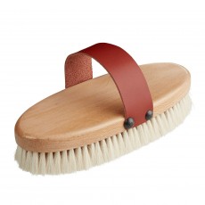 Bitz Wooden Goat Hair Brush with Leather Strap