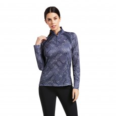 Ariat Women's Sunstopper 2.0 1/4 Zip Baselayer (Charcoal Bit Print)