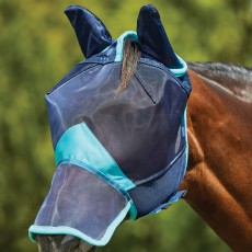 Weatherbeeta Comfitec Deluxe Fine Mesh Mask With Ears & Nose (Navy/Turquoise)