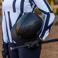 Charles Owen SP8 Plus Leather Look Helmet (Navy Sparkly Centre)