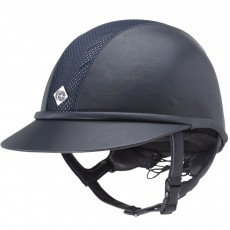 Charles Owen SP8 Plus Leather Look Helmet (Navy/Silver)