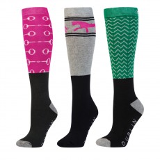 Dublin 3 Pack Socks (Fuchsia Bits)