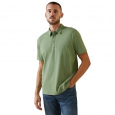 Ariat Mens Medal Button Polo (Basil)