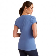 *OUTLET* Ariat Womens Vertical Logo V Short Sleeve T-Shirt (Dutch Blue)