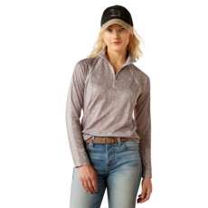Ariat Womens Sunstopper 3.0 1/4 Zip Baselayer (Silver Sconce Fern)