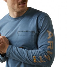 Ariat Men's Rebar Workman Logo Long Sleeve T-Shirt (Indian Teal/Tigers Eye) Ariat Men's Rebar Workman Logo Long Sleeve T-Shirt (Indian Teal/Tigers Eye)