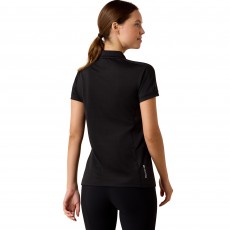 Ariat Womens Bandera 1/4 Zip Short Sleeve Polo (Black)