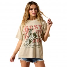 Ariat Womens Bull Rider Arched Short Sleeve T Shirt (French Oak)