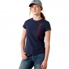Ariat Youth Vertical Logo Short Sleeve T Shirt (Team Navy/Red) Ariat Youth Vertical Logo Short Sleeve T Shirt (Team Navy/Red)