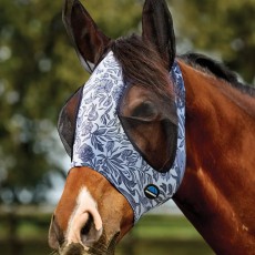 Weatherbeeta ComFiTec Deluxe Stretch Fly Mask With Ears (White/Navy Floral Print) Weatherbeeta ComFiTec Deluxe Stretch Fly Mask With Ears (White/Navy Floral Print)