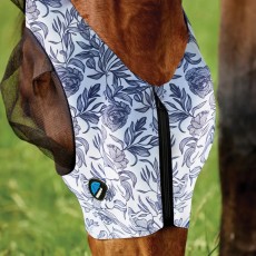 Weatherbeeta ComFiTec Deluxe Stretch Fly Mask With Ears (White/Navy Floral Print) Weatherbeeta ComFiTec Deluxe Stretch Fly Mask With Ears (White/Navy Floral Print)