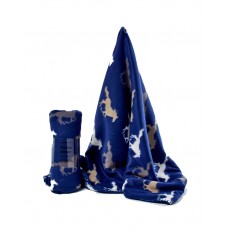 Horse Fleece Cozy Throw (Navy & White)