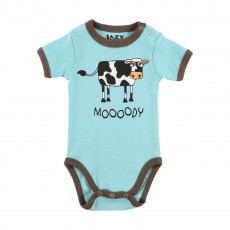 LazyOne Moody Blue Cow Babygrow (Blue)