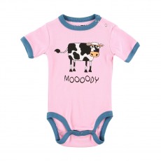 LazyOne Moody Pink Cow Babygrow (Pink)