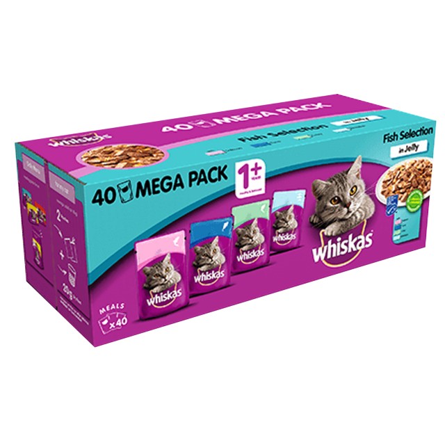 Whiskas 1+ Cat Pouches (Fish Selection In Jelly) 40 x 100g