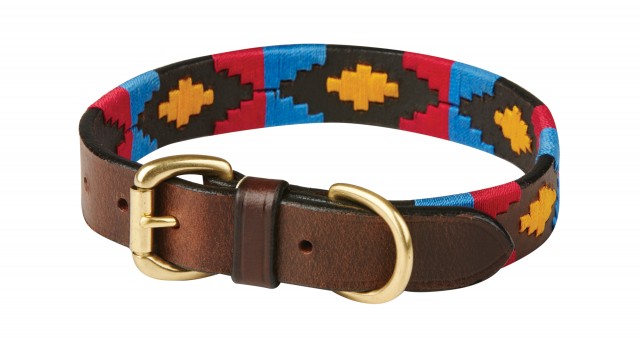 Weatherbeeta Polo Leather Dog Collar (Cowdray Brown/Pink/Blue/Yellow)