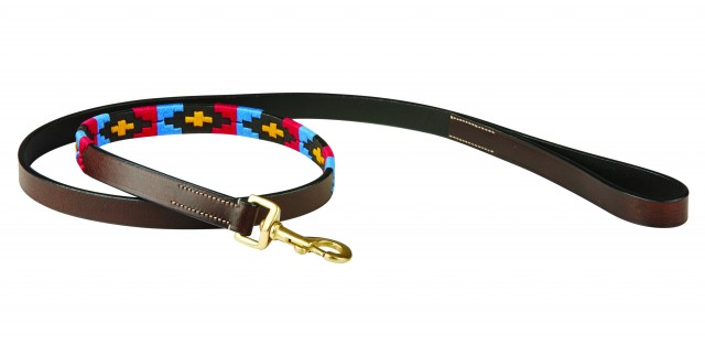 Weatherbeeta Polo Leather Dog Lead (Cowdray Brown/Pink/Blue/Yellow)