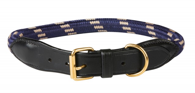 Weatherbeeta Rope Leather Dog Collar (Navy/Brown)