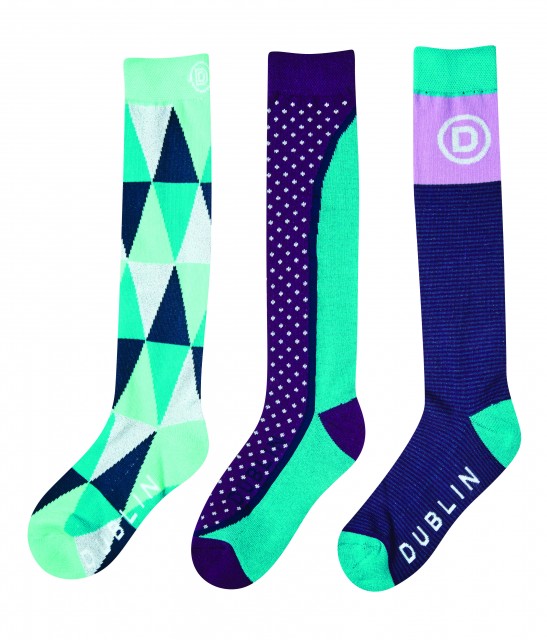 Dublin Adults 3 Pack Socks (Rose Violet Diamond)