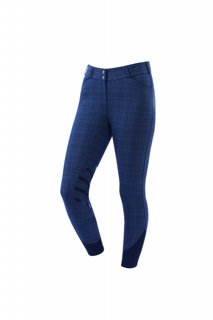 Dublin Ladies Prime Gel Knee Patch Breeches (Navy Plaid)