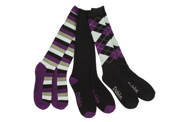 Dublin Socks 3 Pack (Black/Purple/ Grey)