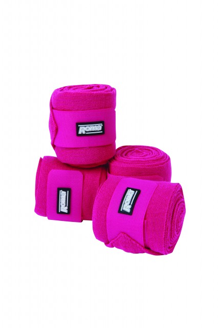 Roma Acrylic Stable Bandages 4 Pack (Bright Pink)