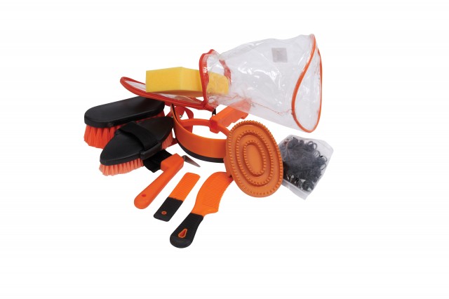 Roma Cylinder 9 Piece Grooming Kit (Orange)
