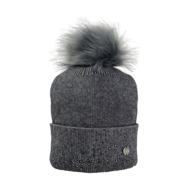 Hy Equestrian Alaska Diamante Bobble Hat (Grey/Black)