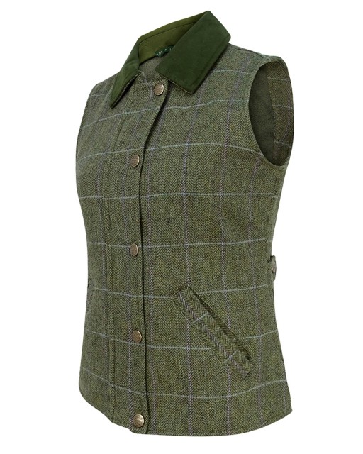 Hoggs of Fife Ladies Albany Lambswool Tweed Waistcoat (Green)