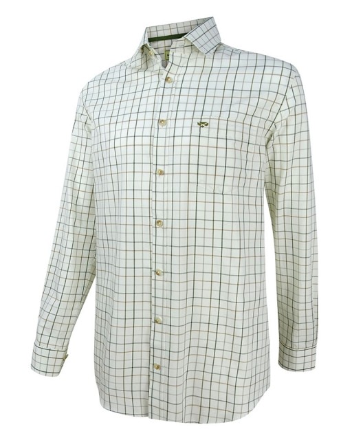 Hoggs of Fife Men's Balmoral Luxury Tattersall Shirt (Green/Brown)