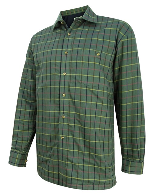 Hoggs of Fife Men's Beech Fleece Lined Shirt (Green Check)