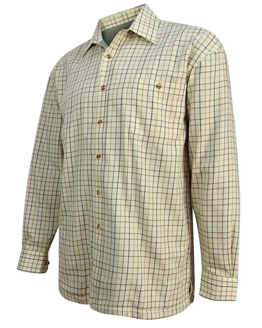 Hoggs of Fife Men's Beech Fleece Lined Shirt (Olive/Tan Tattersall)